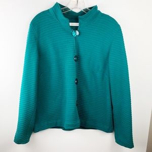 Coldwater Creek Teal Button V Neck Jacket W L  $18